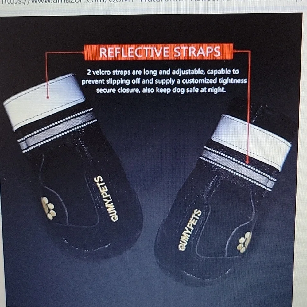 QUMY dog shoes boots paw protectors Pack of 4 waterproof anti slip Black…New